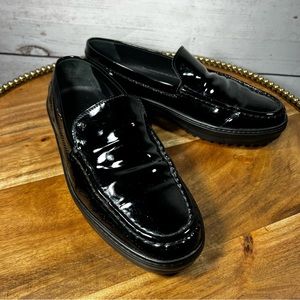 TOD’S. Black Patent Leather Driving Loafers Sz 38